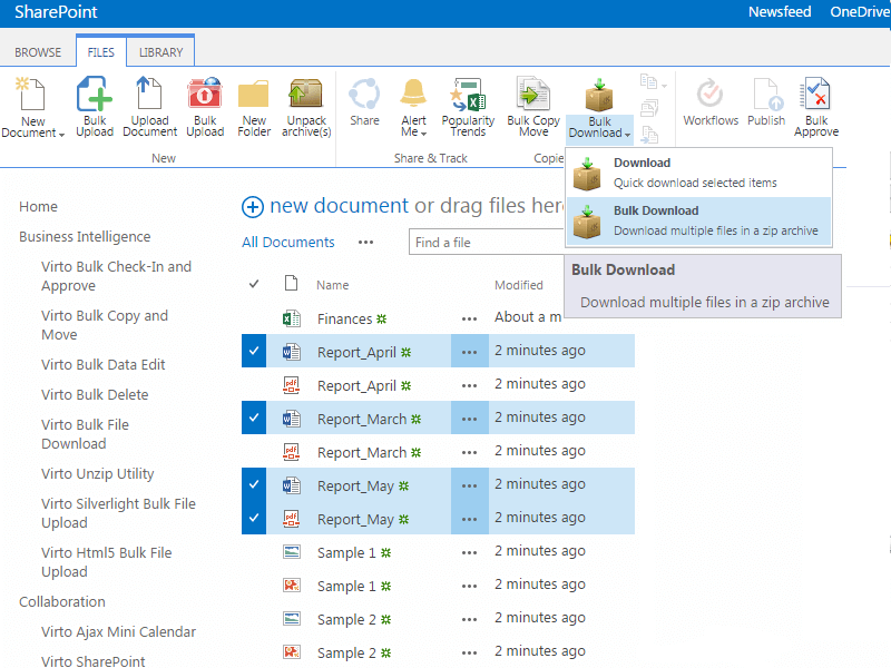 Sharepoint 2013 download multiple files pdf